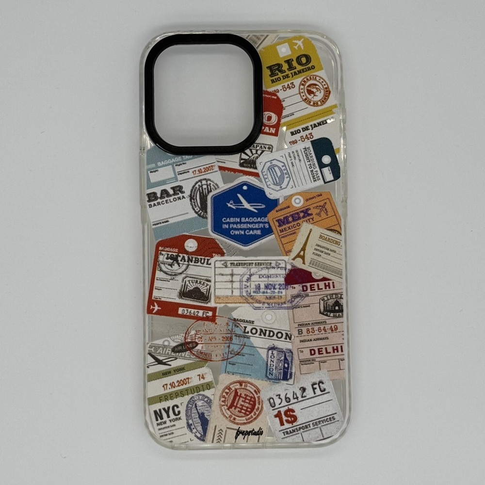 iPhone 15 Pro Max Travel-Themed Clear Phone Case